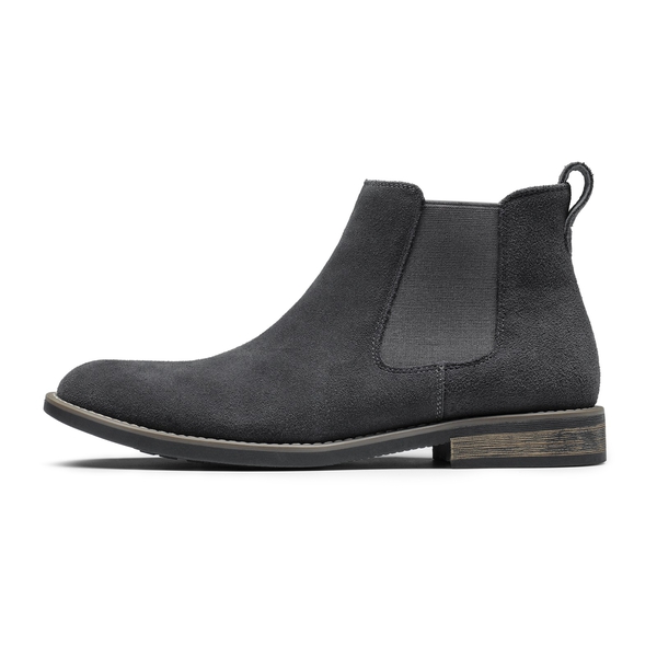 Men's Plain-Toe Suede Chelsea Boots - GREY - 2